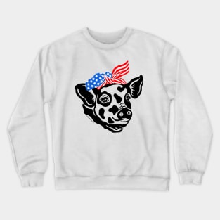 Patriotic Pig USA American Flag Bandana Stars & Stripes Crewneck Sweatshirt